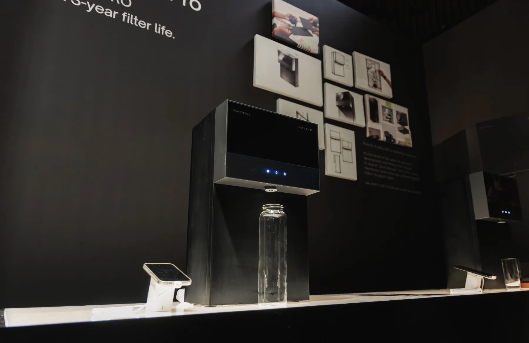 M3 Pro on display beside the design sketches