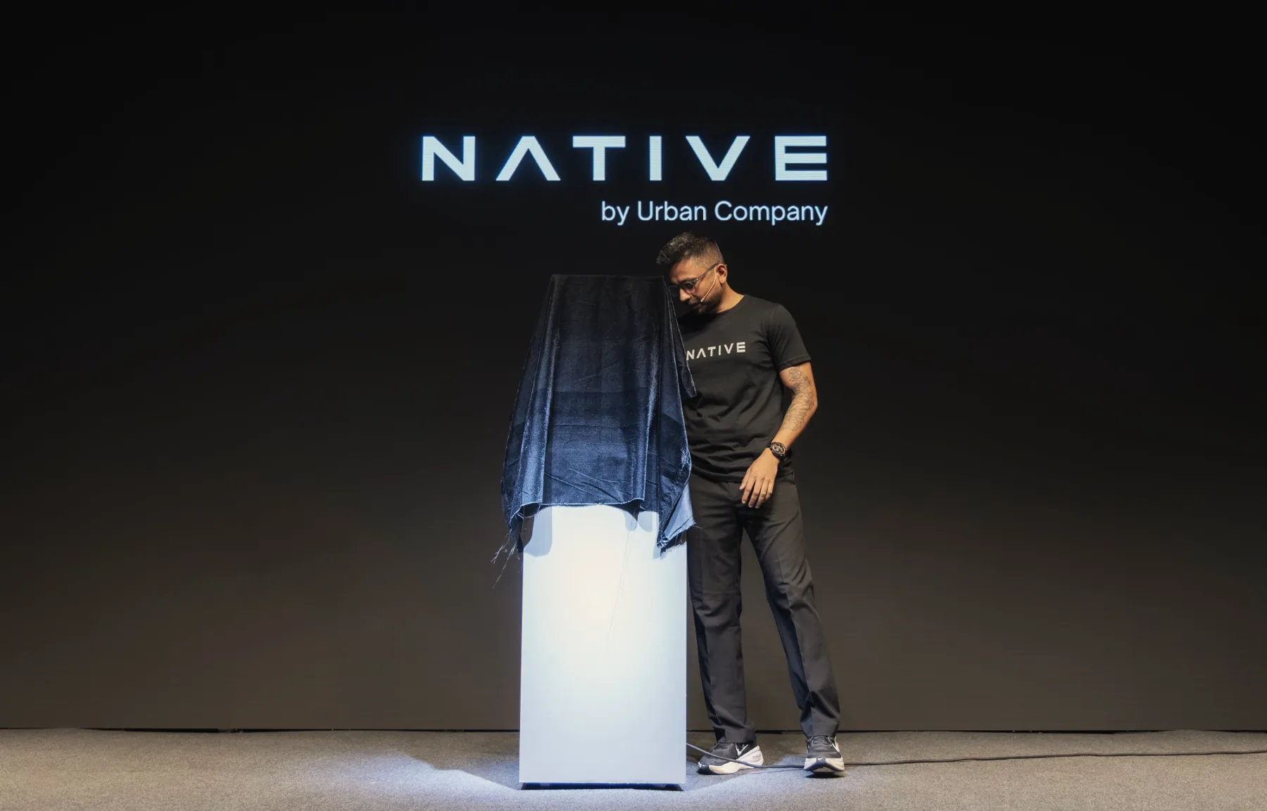 Unveiling a new product on stage
