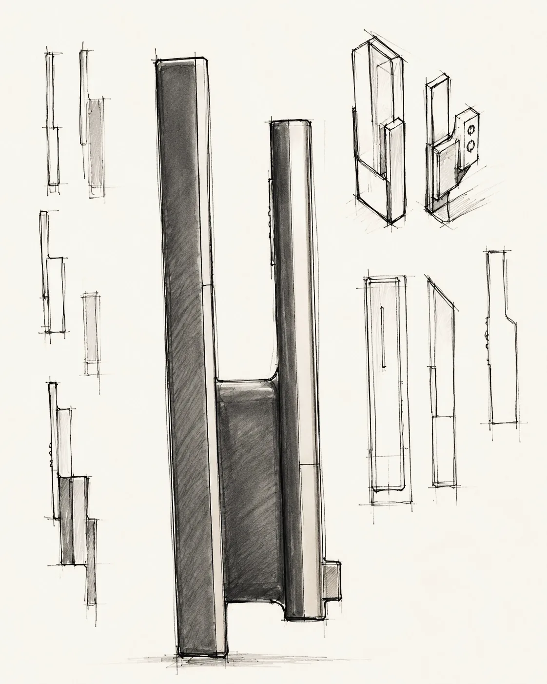 Pencil sketch of a smart-lock handle