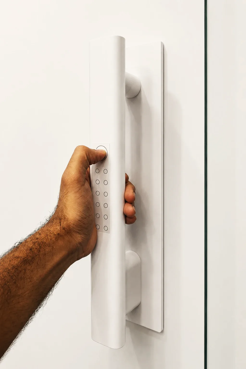 An early smart-lock prototype with a touch keypad