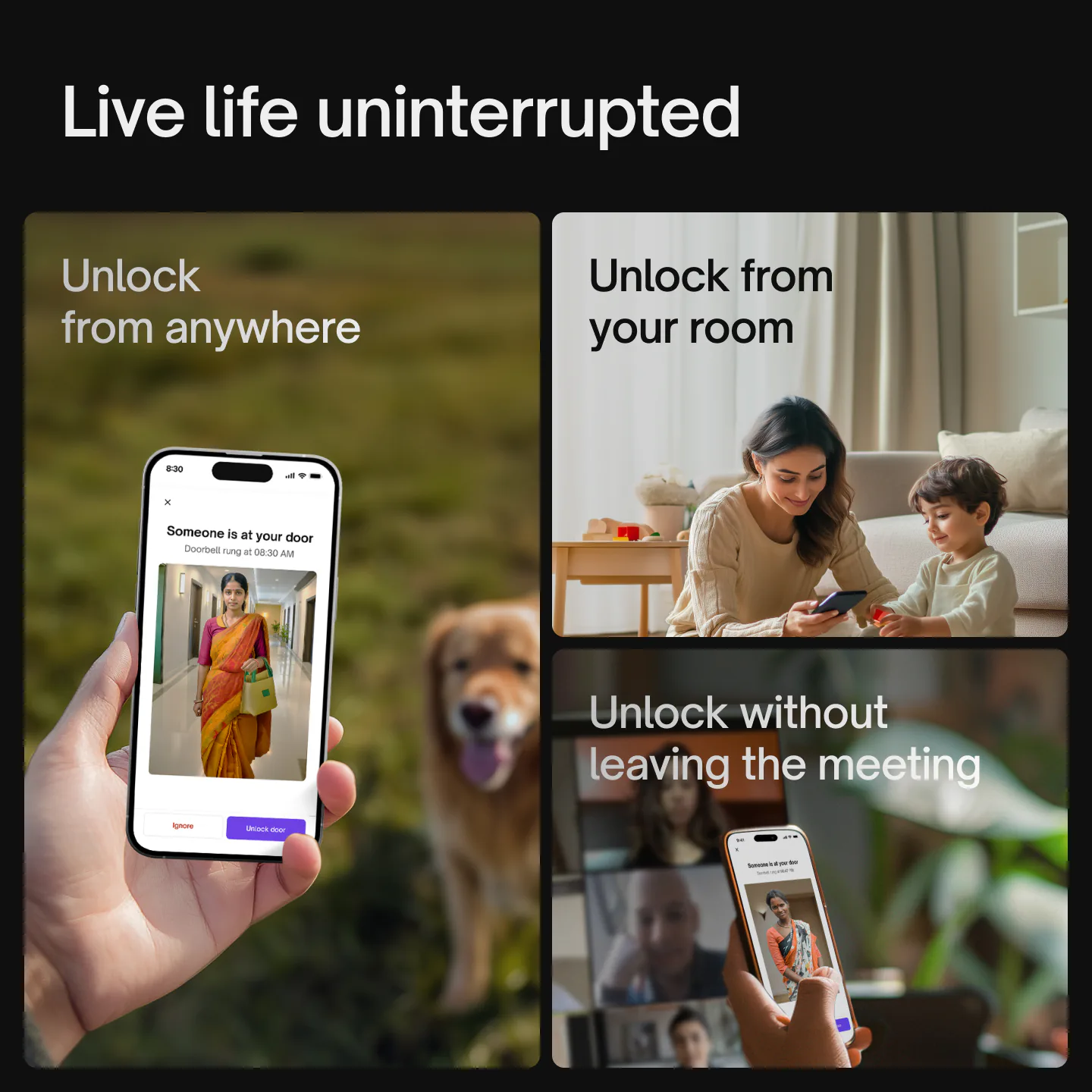Live life uninterrupted: unlock Native Lock Pro from anywhere, from your room, or without leaving a meeting.