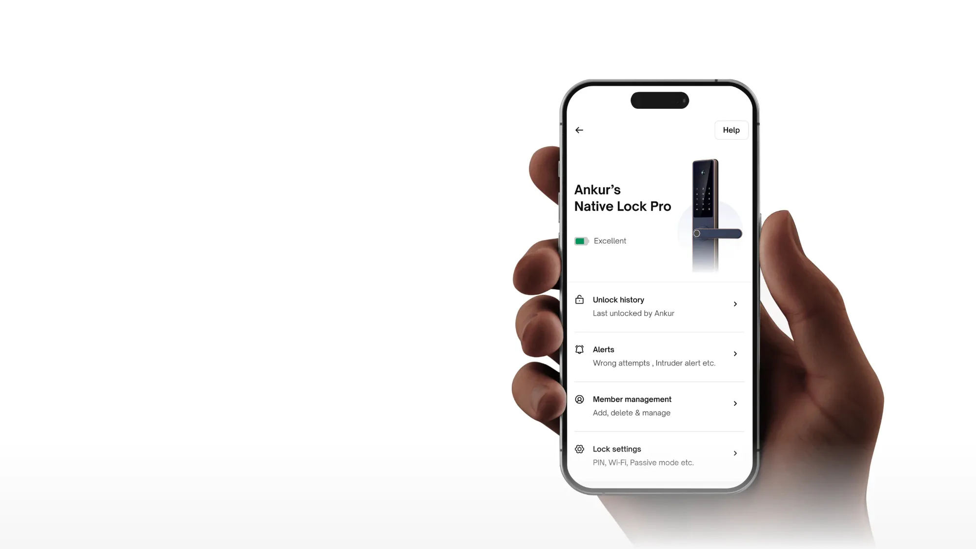 Native Lock Pro: Hand with phone, Lock Pro app.