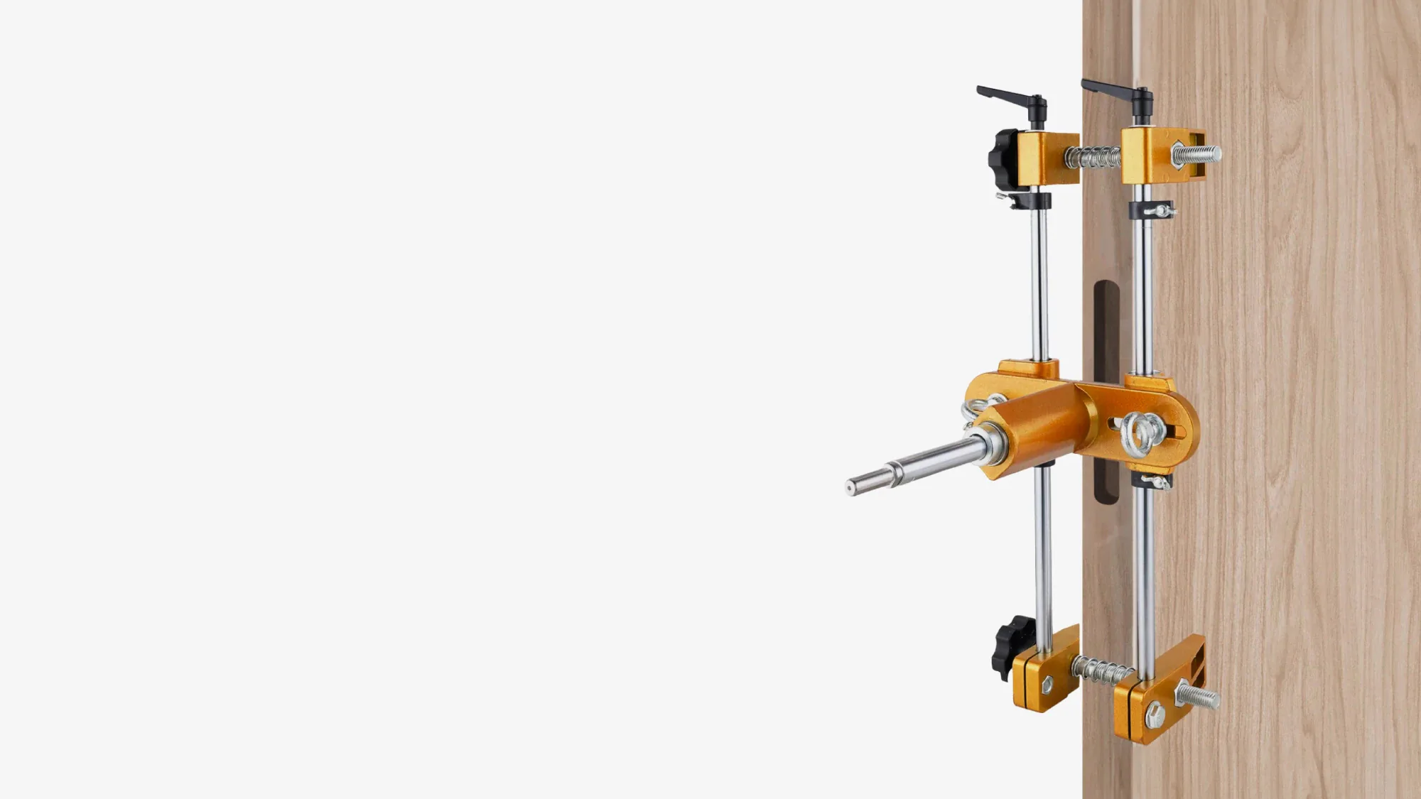 Native Lock Pro: Installation jig on a door.