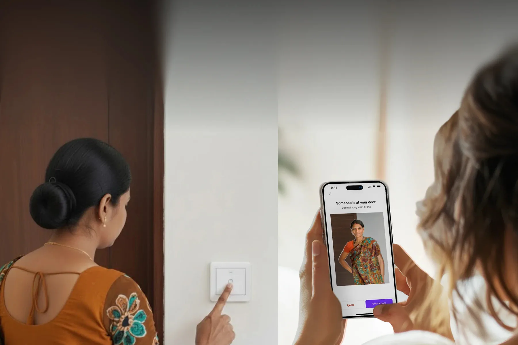 Native Lock Pro: Visitor rings home doorbell.