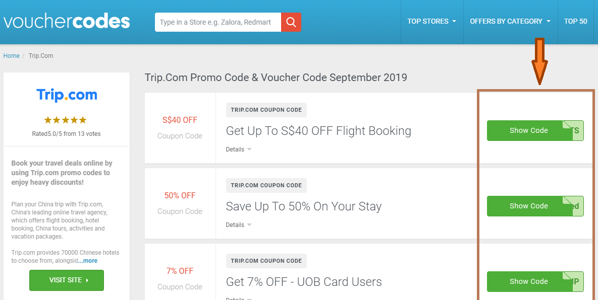 code promo trip.com flight