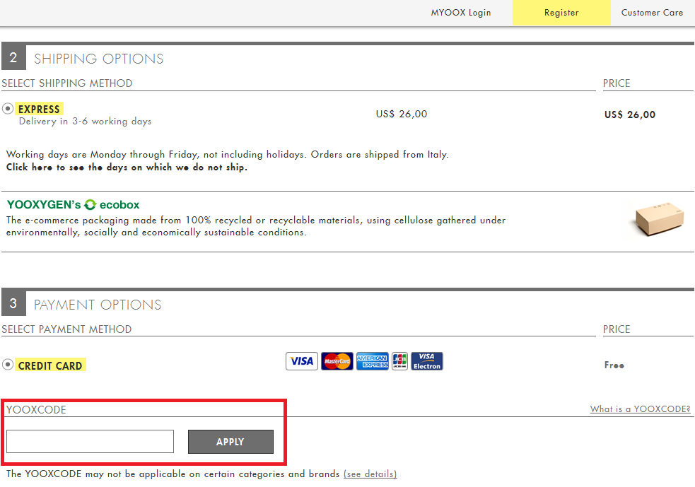 How to use a Yoox coupon