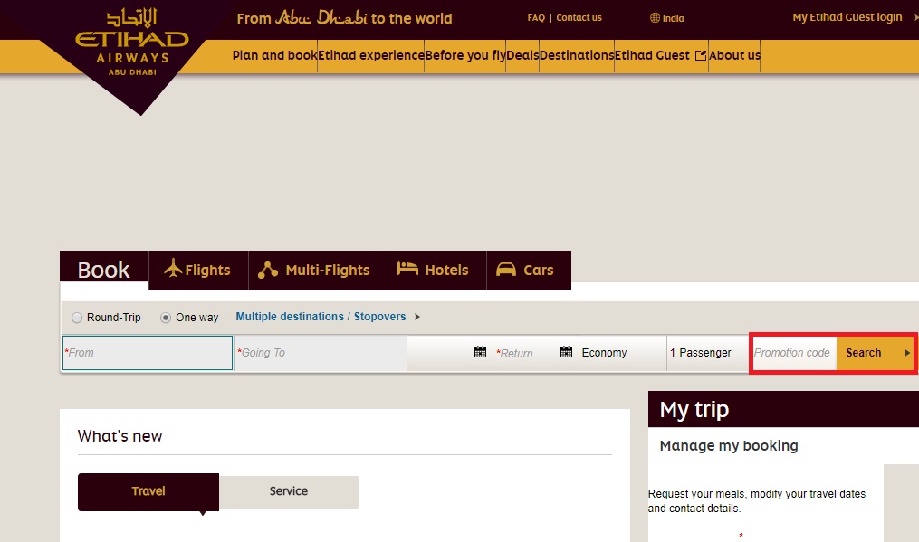 How to use a Etihad Airways Promo Code