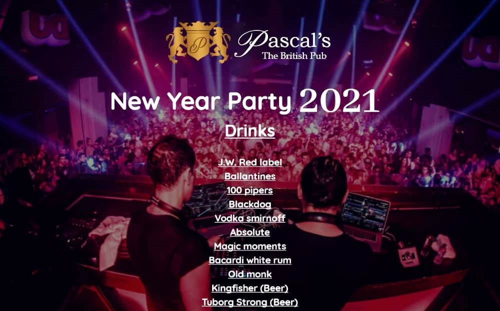 New Year Eve At Pascals The British Pub at Pascals The British Pub, Book Ticket online - Venuelook