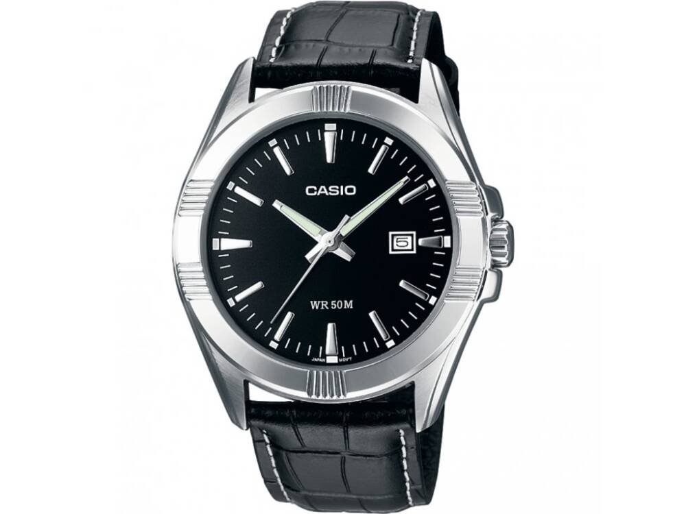 Casio MTP-1308L-1A Men Black Analog Dress Wristwatch Watch Genuine
