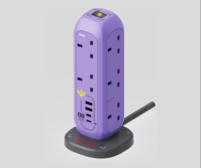 Momax MS-09R Rick Dom Purple OnePlug 11-Outlet Power Strip With USB