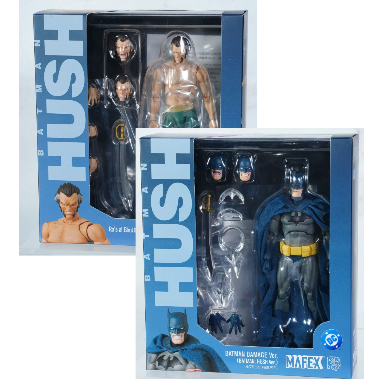 Medicom MAFEX No.295 BATMAN DAMAGE Ver. & 294 Ra`s al Ghul Set (BATMAN: HUSH) 