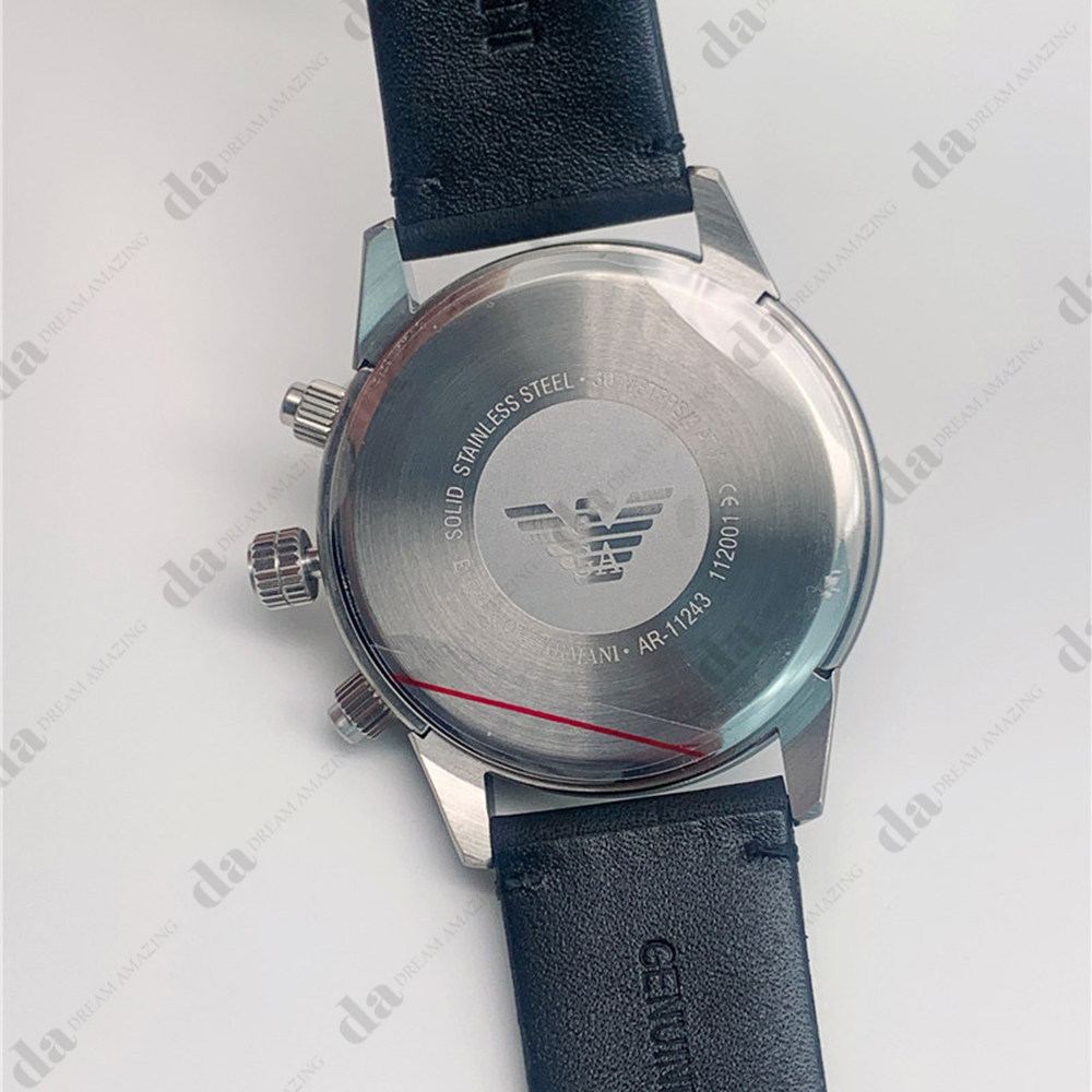 時計 EMPORIO ARMANI-AR11243 Emporio Armani AR11243 Black Dial Quartz Black Leather Strap
