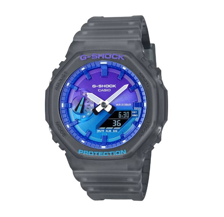 Casio GA-2100FLS-8A2 G-Shock Men Grey Analog Digital Sports Wristwatch Watch