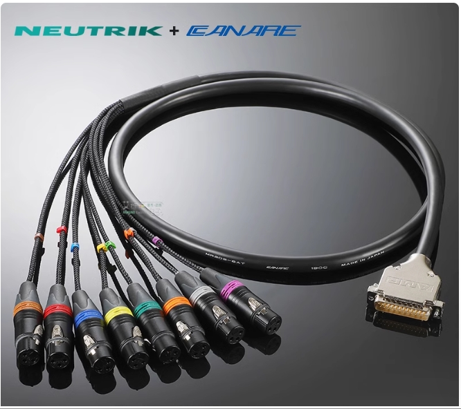 DB25 to XLR Female 8-Ch Snake Cable Canare AMP Neutrik NC3FXX DTF
