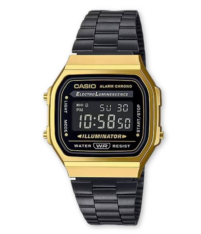 Casio A168WEGB-1B_1 Unisex Black Digital Casual Wristwatch Watch Genuine
