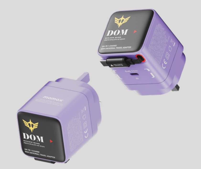 Momax MS-09R Rick Dom 1-Charge+ 1-Port Travel GaN Charger With Built-in USB-C Cable 65W