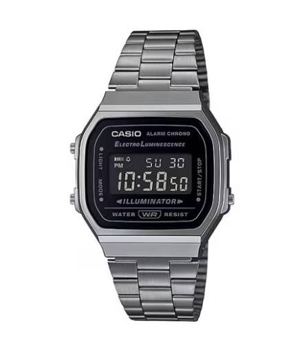 Casio A168WEGG-1B Unisex Black Digital Casual Wristwatch Watch Genuine