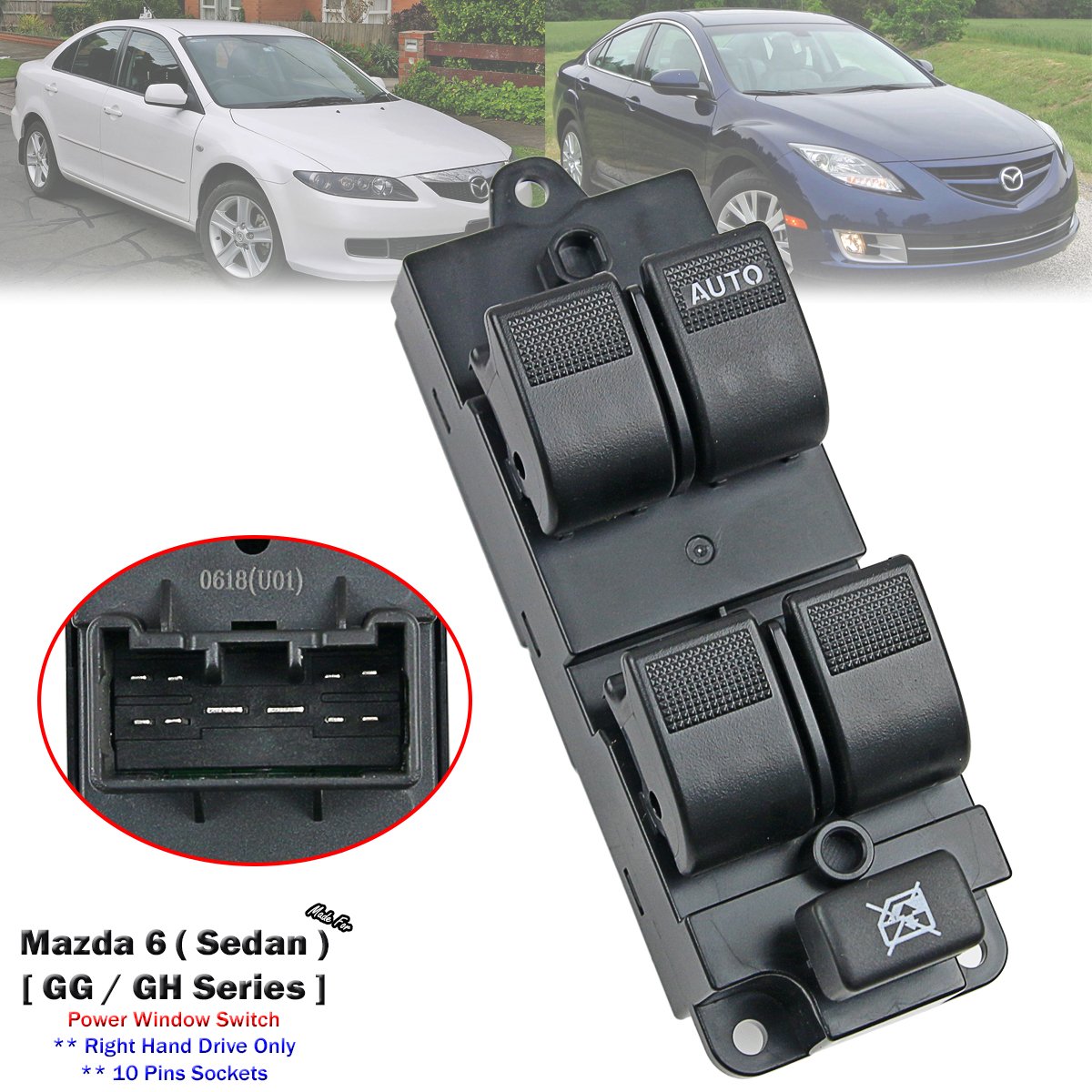 Front Power Window Switch Main Control For Mazda 6 Mazda6 GG GH 4 Door 2003-2012
