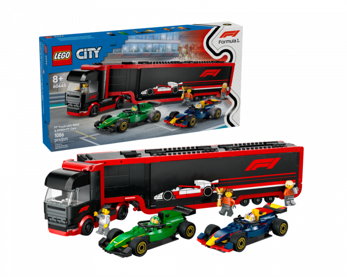 LEGO City 60445 F1 Truck with RB20 & AMR24 F1 Cars Building Set
