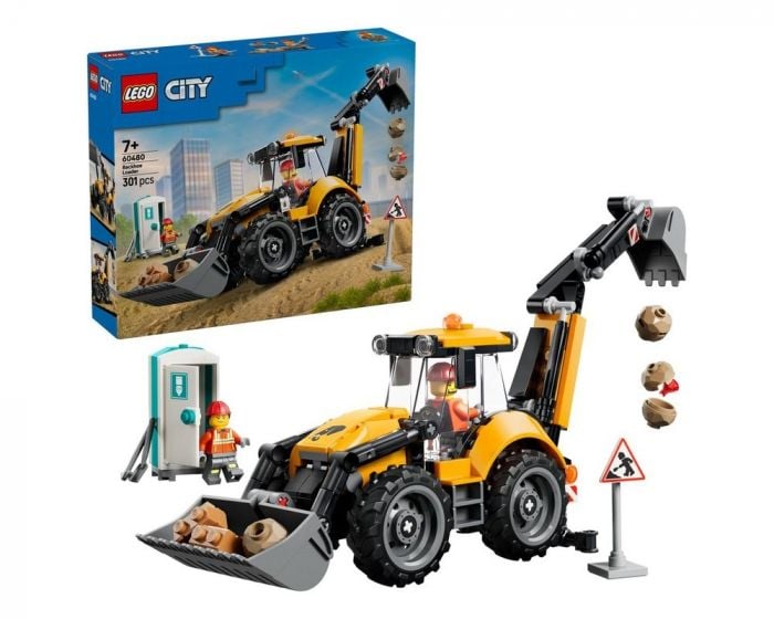 LEGO City 60480 Yellow Backhoe Loader Construction Building Set