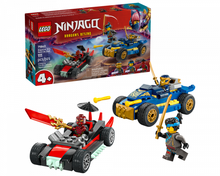 LEGO NINJAGO 71840 Rogue vs. Drix Race Car Duel Building Set