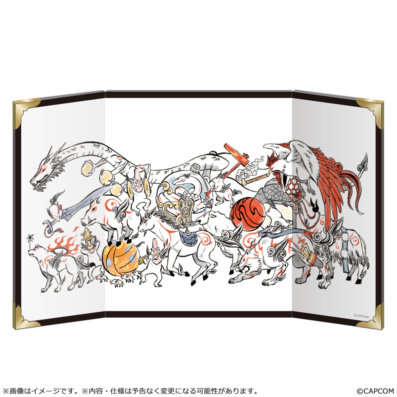 CAPCOM Okami 20th Anniversary Reprint Art Project Mini Folding Screen Fudegami