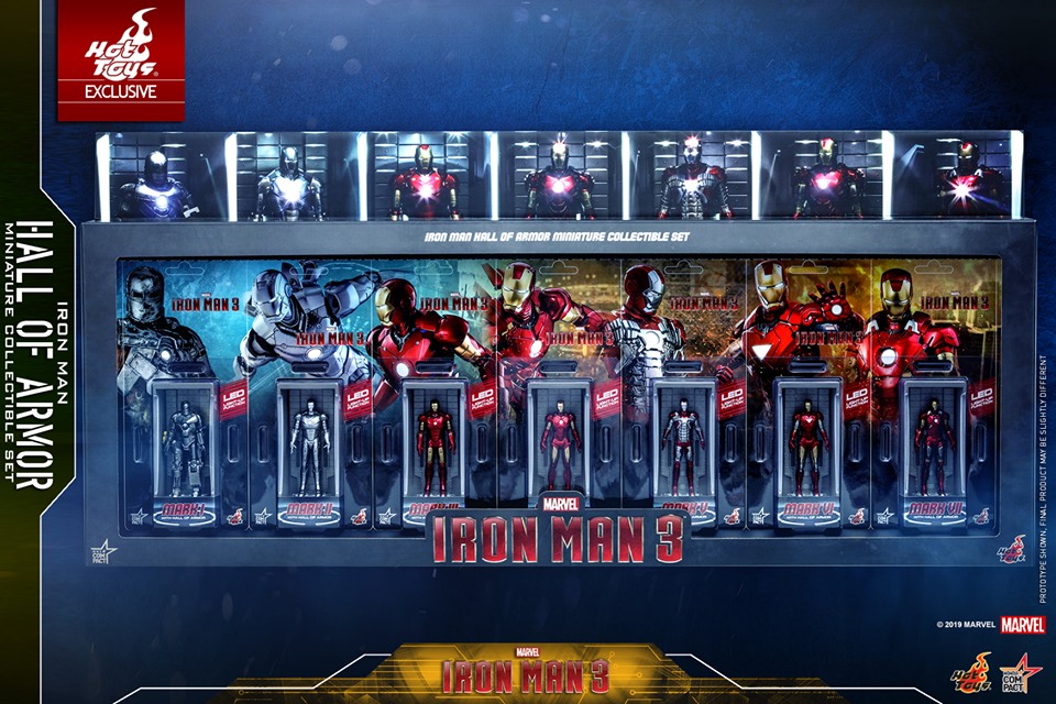 Hot Toys Marvel Iron Man 3 Hall of Armor Miniature Collectible Set (Set of 7)