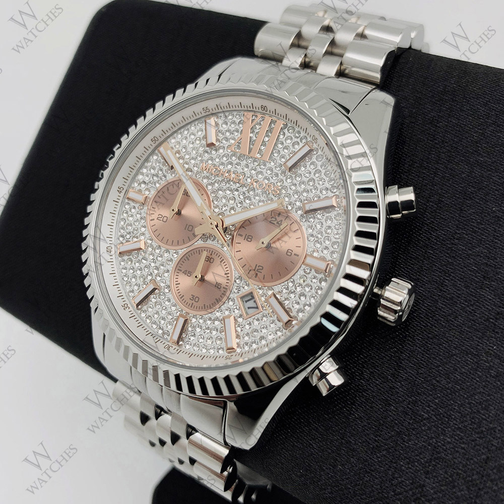Michael Kors oversized faced watch w/pave crystals Michael Kors Oversized Pave Glitz Silver Watch MK6633 Japan  main image 2