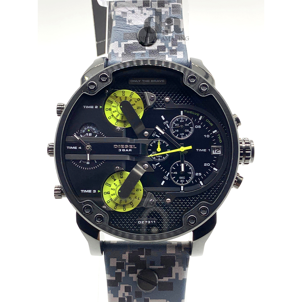 ⭐️ 海⭐️DIESEL DZ-7312 Mr. Daddy 2.0 Diesel DZ7311 Mr Daddy Black Dial Multicolor Leather Band