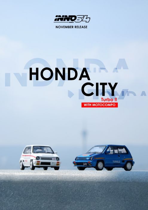 INNO64 1:64 Diecast Model Car - Honda City Turbo II Blue With White MOTOCOMPO