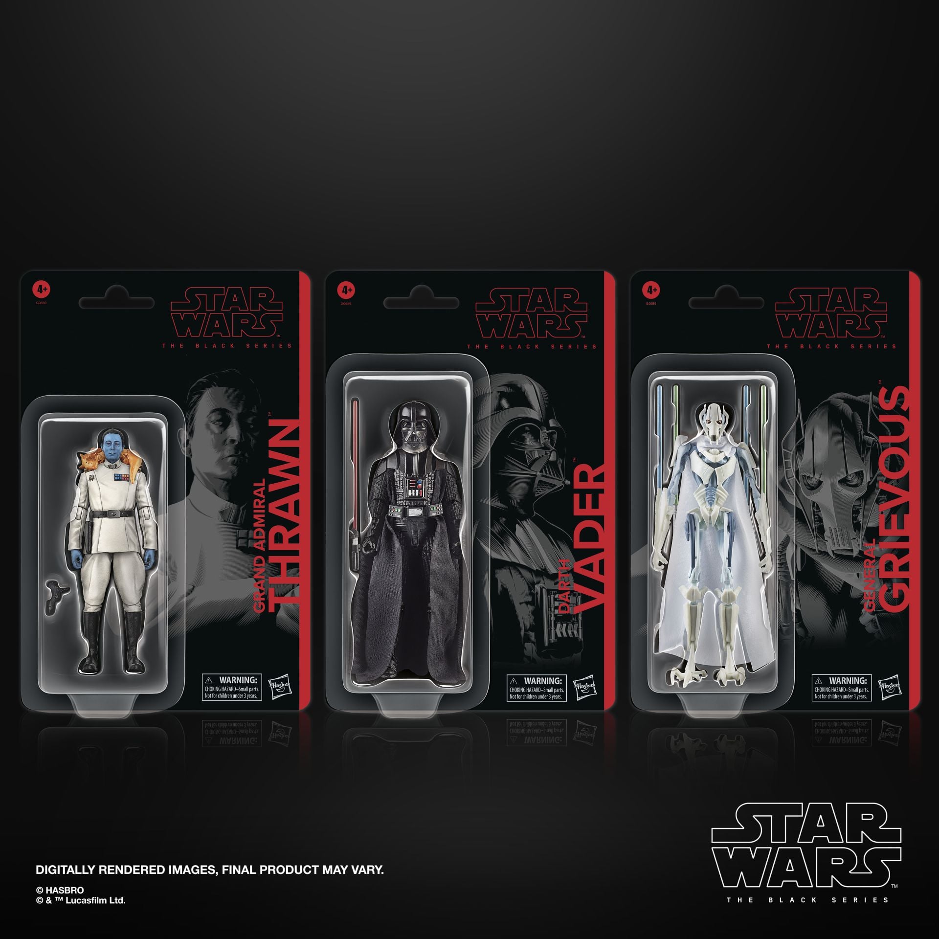 Star Wars Black Series Masters of Evil 3 Pack - Darth Vader Thrawn & General Gri