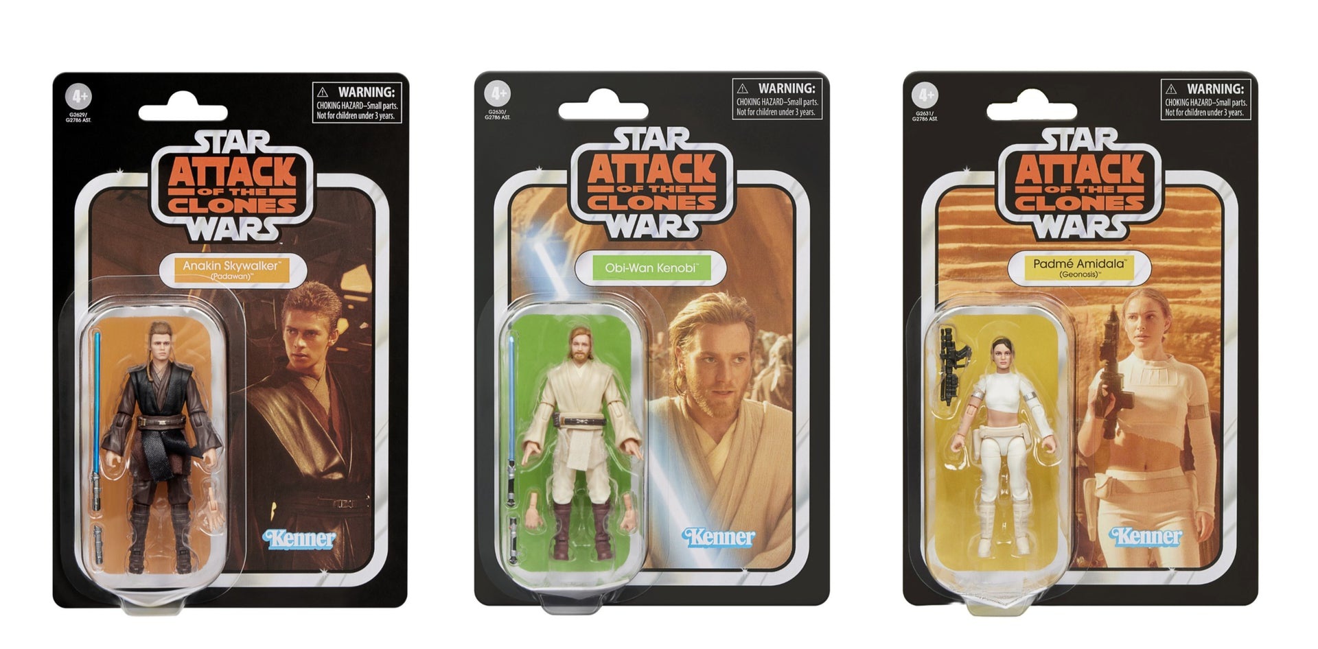Action Figure Anakin Skywalker, Padmé Amidala, Obi-Wan Kenobi Vintage Set of 3 (Star Wars)