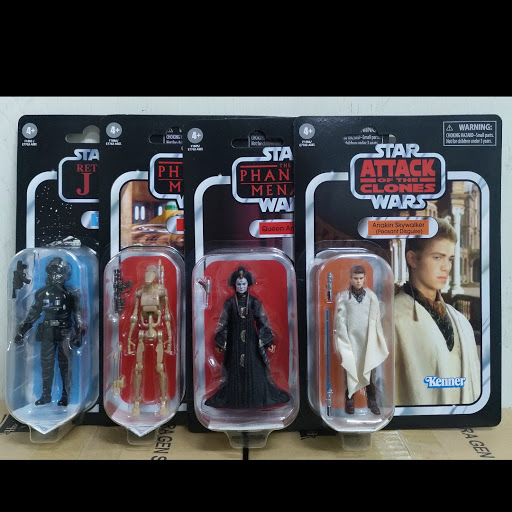 Star Wars 3.75” Vintage Collection S3 set of 4 (Anakin Skywalker , Tie Fighter Pilot, Queen Amidala and Battle Droid)