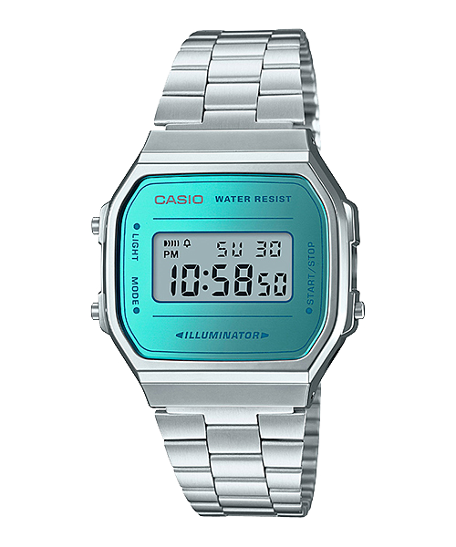 Casio Vintage A168WEM-2EF Dial Light Blue Series Illuminator Steel Strap
