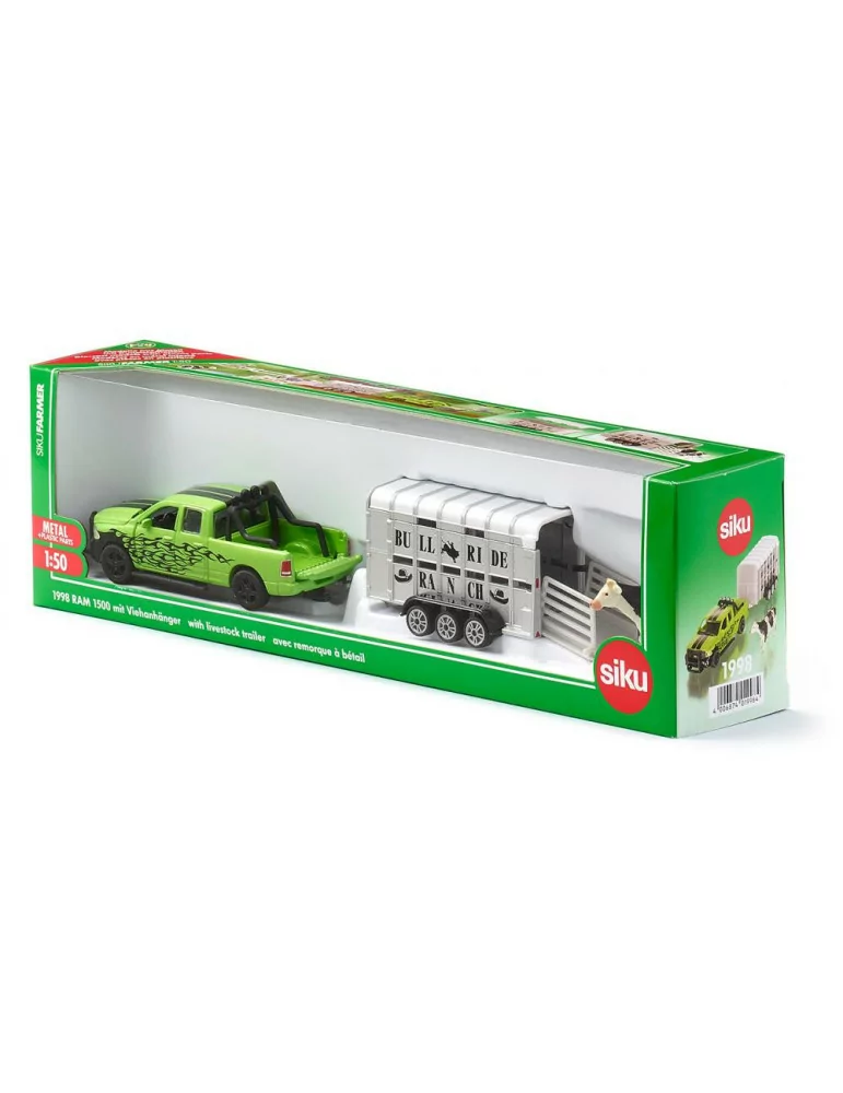 SIKU 1998 1:50 RAM1500 with livestock trailer