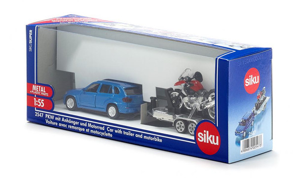 SIKU 2547 1:50 CAR WITH MOTOR BIKE AND T