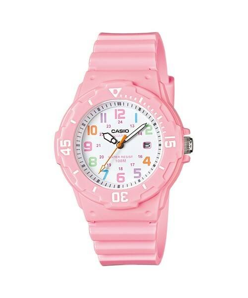 Casio LRW-200H-4B2V, Women's Pink Resin Band, White Dial, Date, 100 Meter WR