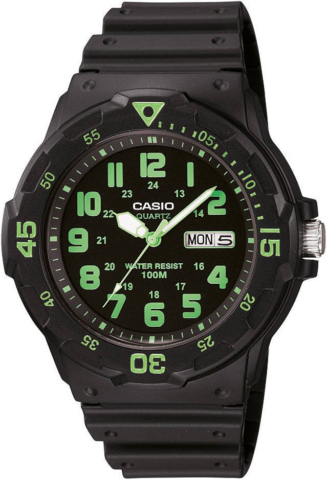 Casio MRW-200H-3BV Analog Men's Watch Green 100m WR Day and Date Neo Display