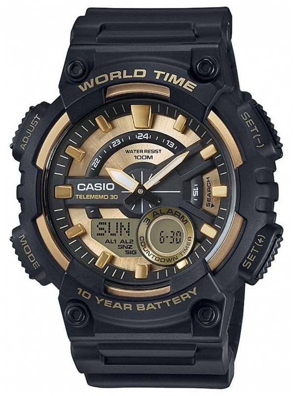 Casio AEQ-110BW-9AV Mens Black 100M World Time Digital/ Analog Sports Watch New