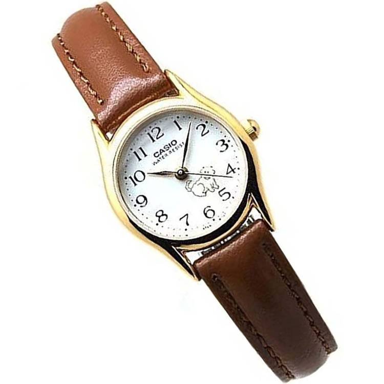 Casio LTP-1094Q-7B7R Ladies DOG on Face Watch Leather Band Animal Prints New