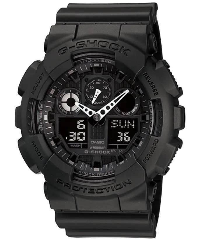 Casio Men's Watch G-Shock Black Resin Strap Anti-Magnetic Ana-Digital GA-100-1A1