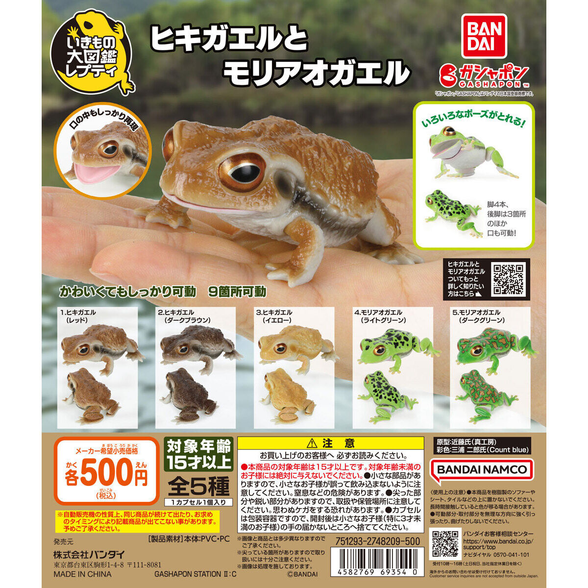 Gashapon Great Illustrated Series Bufo Japonicus and Zhangixalus 1 Set 5 Types