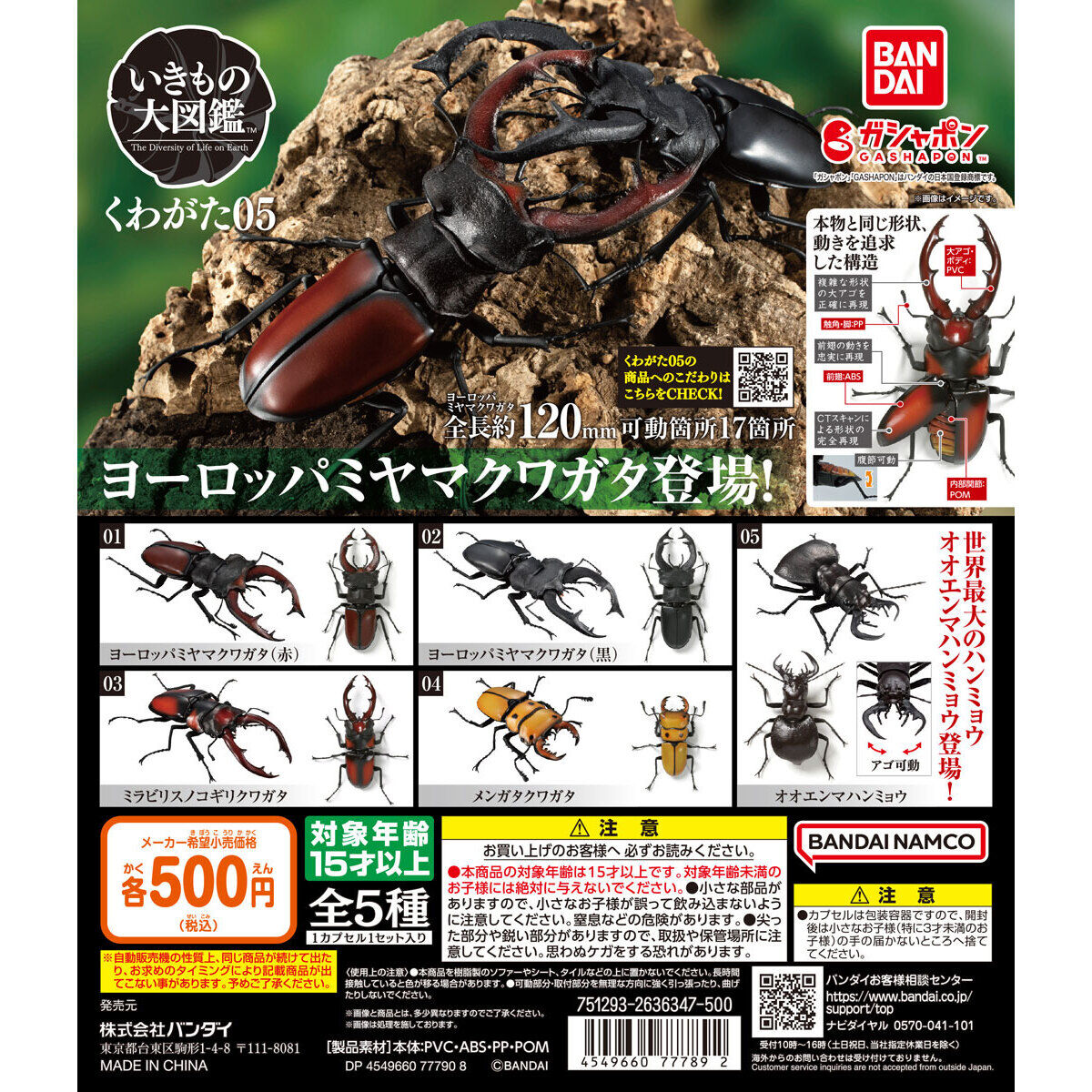 Gashapon THE DIVERSITY OF LIFE ON EARTH BEETLES 05 Stag Beetle Set of 5