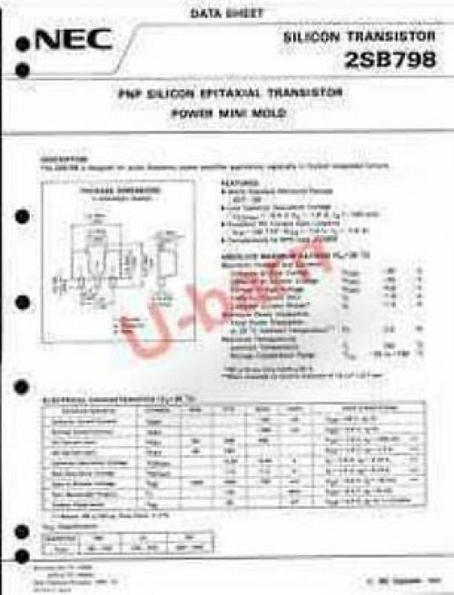 NEC SOT-89,PNP SILICON EPITAXIAL TRANSISTOR POWER, 2SB798