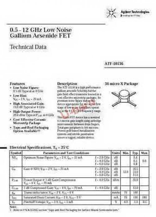 ANGILEN SMT-36,0.5-12 GHz Low Noise Gallium, ATF10136