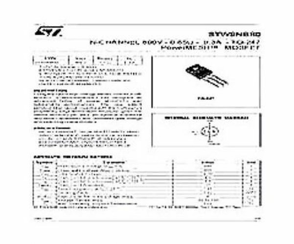 ST STW9NB80 TO-3P N-CHANNEL 800V - 0.85ohm - 9.3A - TO-247