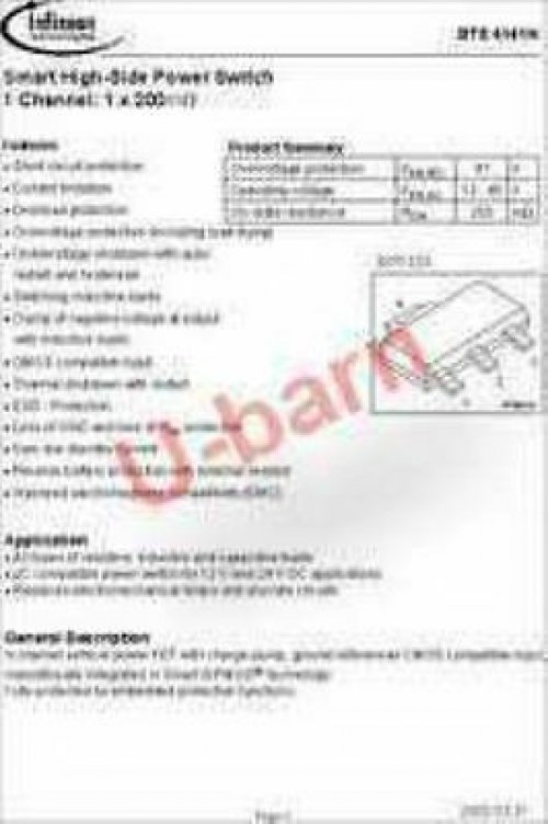 SOT223-4,Smart High-Side Power Switch 1, BTS4141N