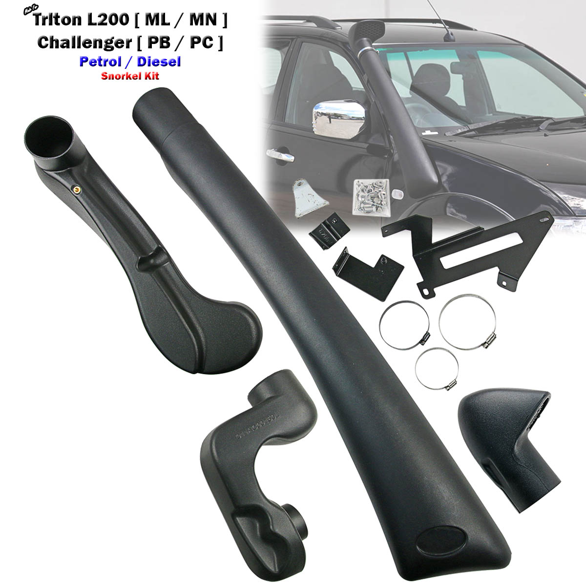 4x4 Off Road Snorkel Kit Fixs Mitsubishi Triton 05-14 Pajero Sport 08-16 Diesel