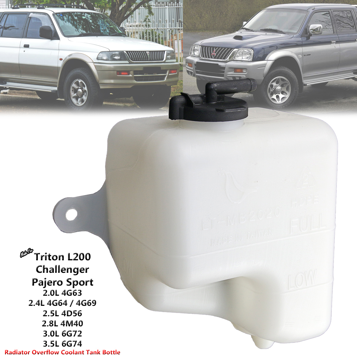 Radiator Overflow Bottle Coolant Tank For Mitsubishi Storm L200 2.5L 1996-04