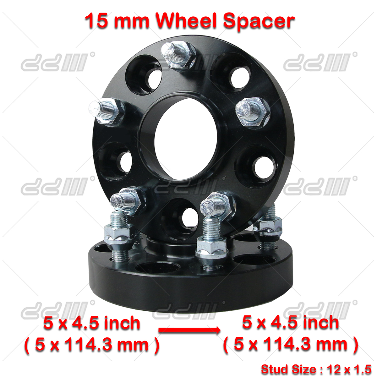 (2) 15mm 12x1.5 5x114.3mm Hub Centric Wheel Spacer For Civic FB FC FD FK Accord